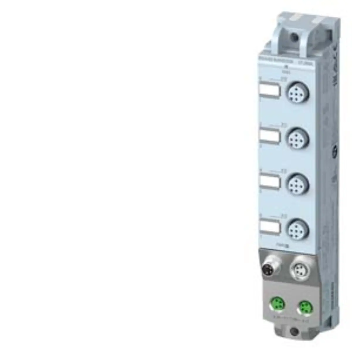 Siemens 6ES7143-5AF00-0BA0 digital I/O module front view showing M12 connectors