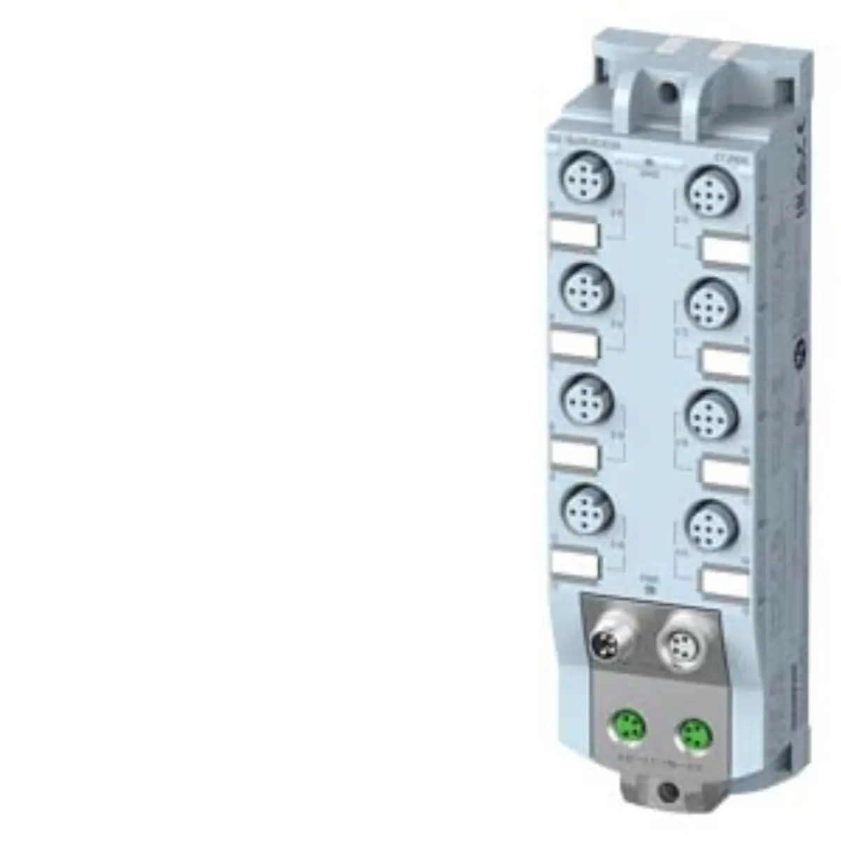 Front view of Siemens 6ES7143-5AH00-0BA0 digital input module with M12 connectors