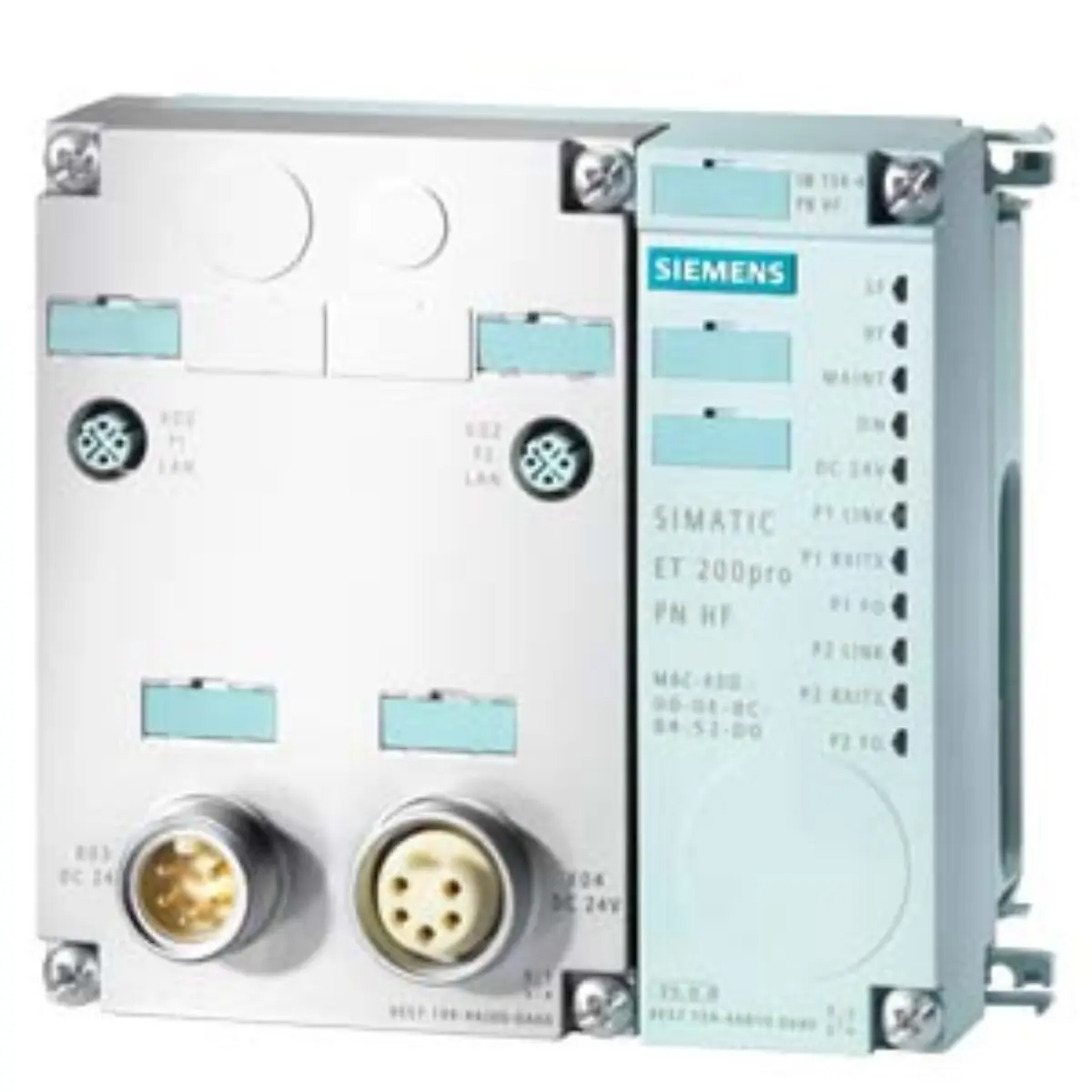 Front view of Siemens 6ES7154-4AB10-0AB0 IM 154-4 PN interface module with integrated switch