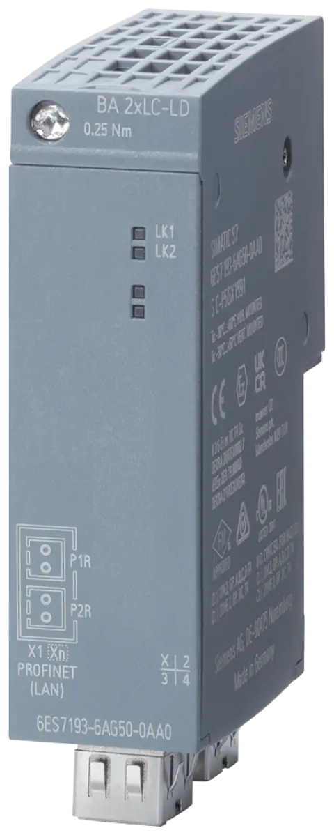 Front view of Siemens 6ES7193-6AG50-0AA0 bus adapter module