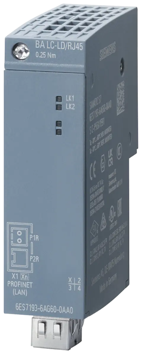 Front view of Siemens 6ES7193-6AG60-0AA0 bus adapter showing ports