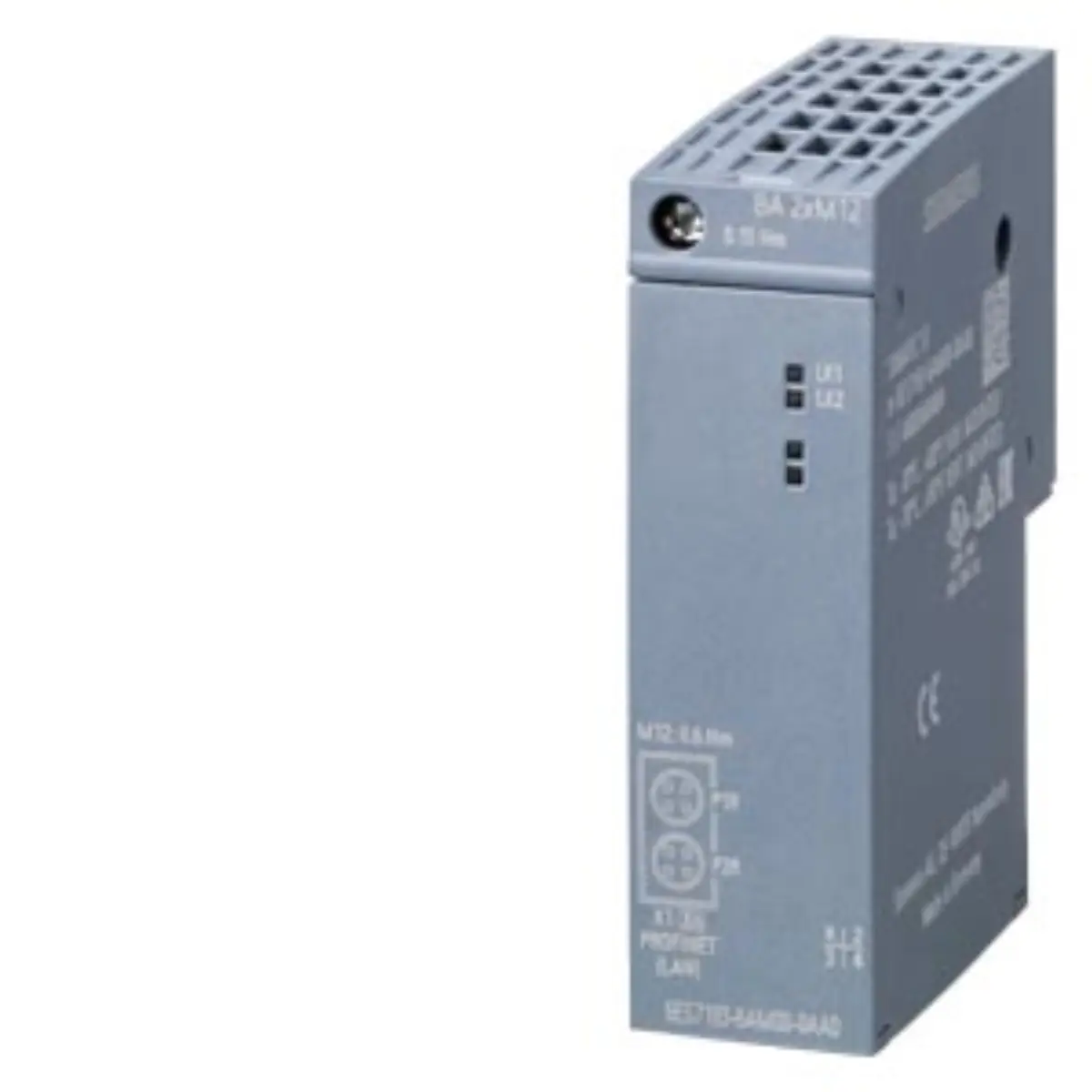 Front view of Siemens 6ES7193-6AM00-0AA0 BusAdapter showing M12 connectors