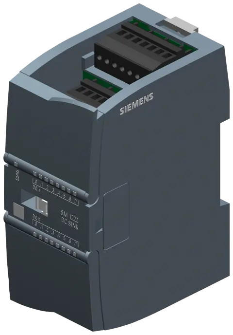 Front view of Siemens 6ES7222-1BH32-1XB0 digital output module showing terminal blocks