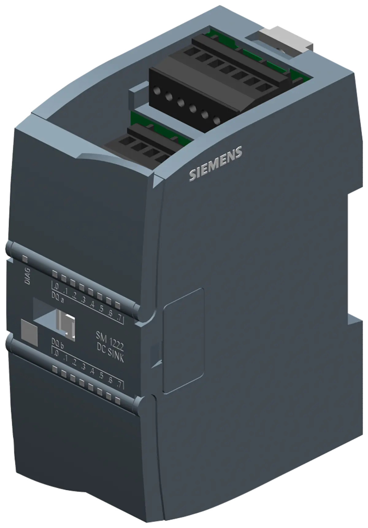 Front view of Siemens 6ES7222-1BH32-1XB0 digital output module showing terminal blocks