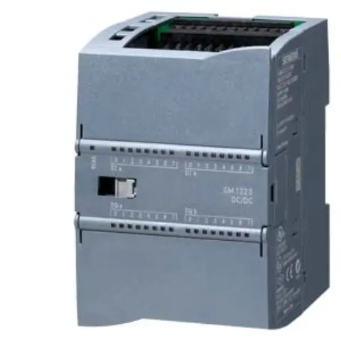 Front view of Siemens 6ES7223-1BL32-0XB0 digital I/O module showing terminal blocks