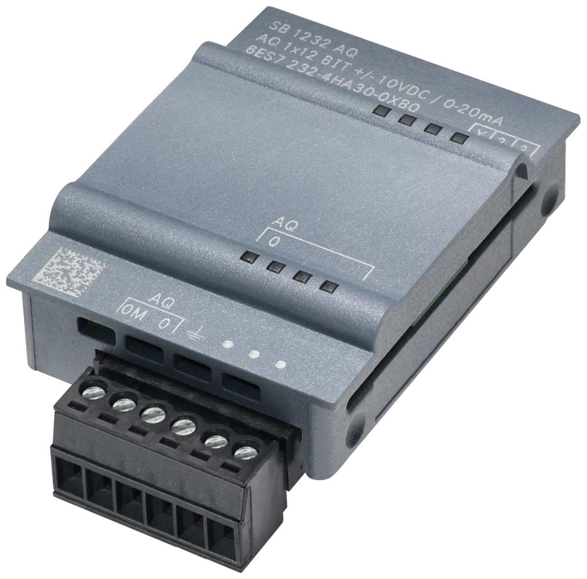 Front view of Siemens 6ES7232-4HA30-0XB0 SB 1232 analog output module