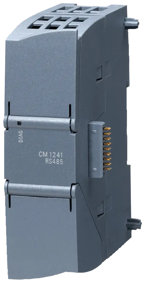Front view of Siemens 6ES7241-1CH32-0XB0 CM 1241 module showing connection ports