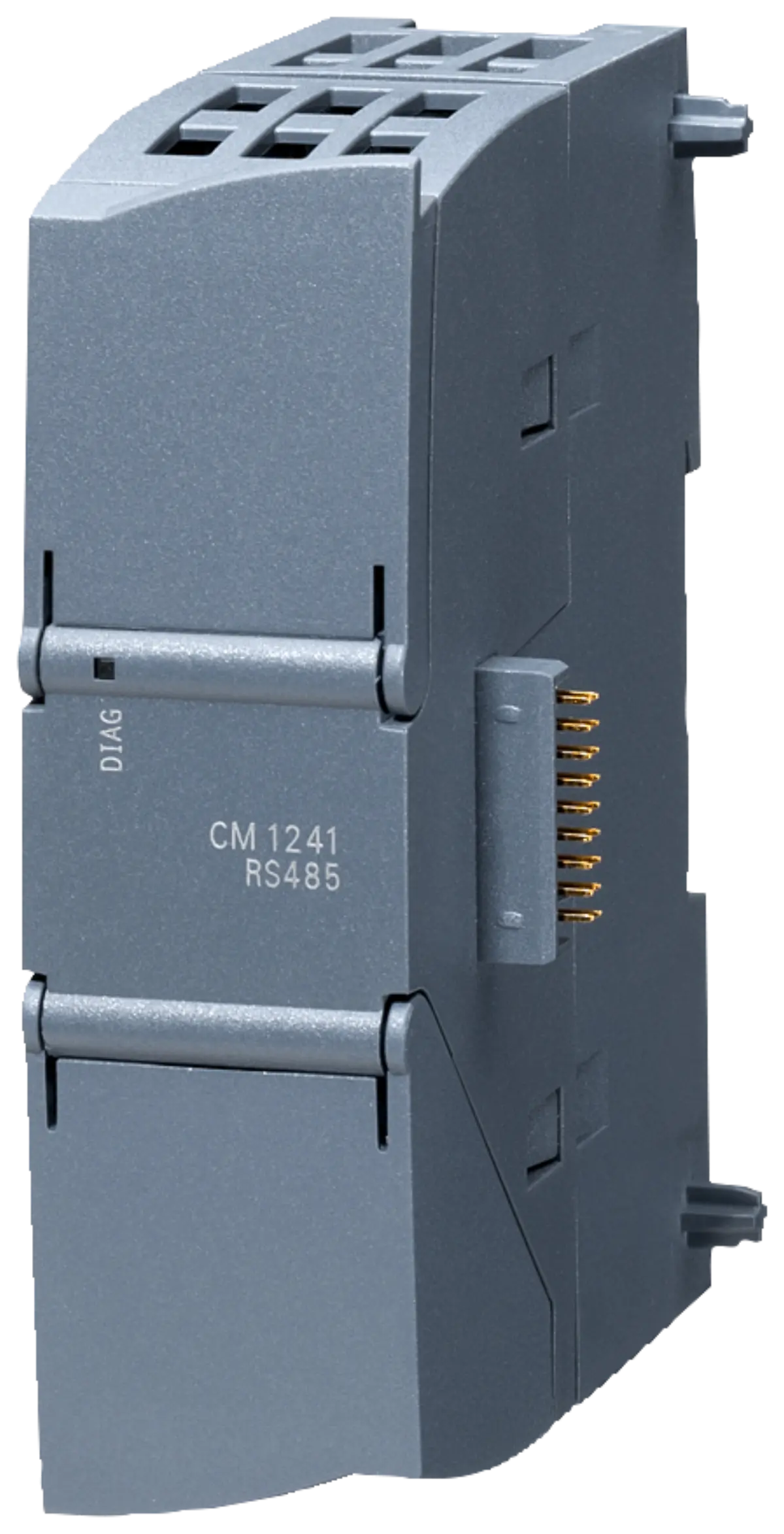 Front view of Siemens 6ES7241-1CH32-0XB0 CM 1241 module showing connection ports