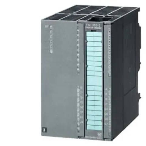 Front view of the Siemens 6ES7350-2AH01-0AE0 FM 350-2 counter module showing connection ports and labeling
