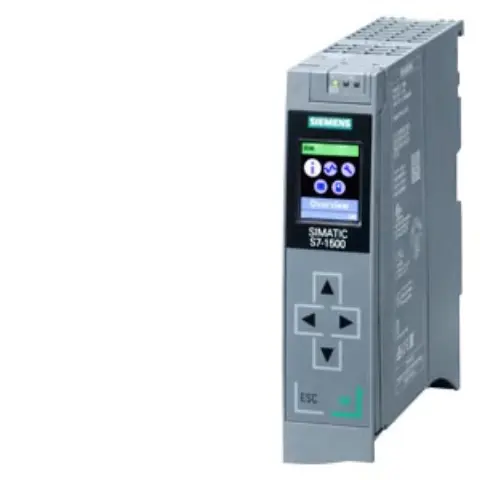 Front view of Siemens 6ES7511-1TK01-0AB0 industrial module showing label and dimensions