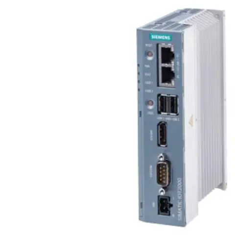 Front view of Siemens 6ES7647-0BA00-0YA2 SIMATIC IOT2050 Box PC showing Ethernet and USB ports