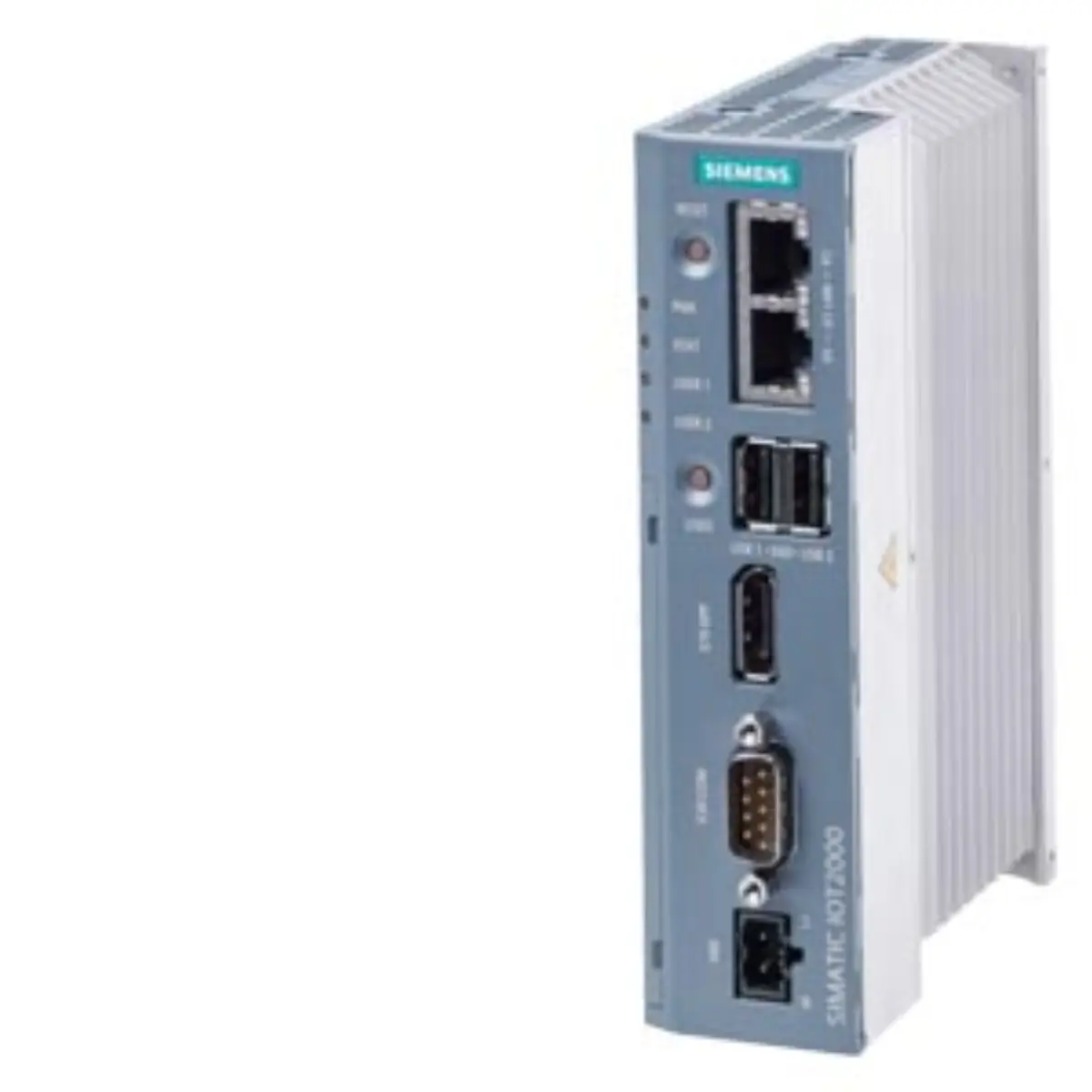 Front view of Siemens 6ES7647-0BA00-0YA2 SIMATIC IOT2050 Box PC showing Ethernet and USB ports