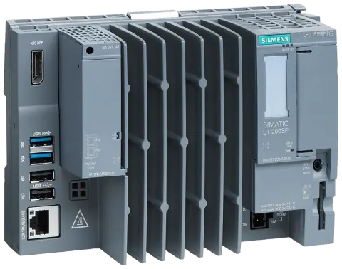 Front view of Siemens 6ES7677-2DB42-0GB1 CPU 1515SP PC2 industrial controller