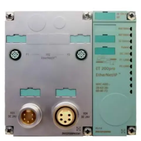 Front view of the Siemens ZNX:EIP200PRO EtherNet/IP interface module showing port layout
